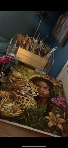 Customer photo review of Girl with Cheetah & Orchids (Paint by Numbers)