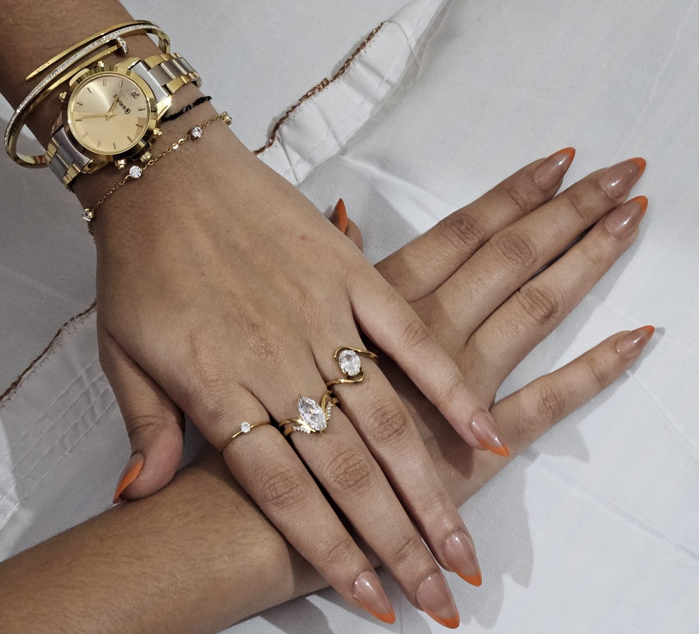 Customer photo review of Curved Edge Solitaire Accent Ring