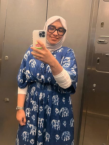 Customer photo review of Malhar Indigo Kaftan Maxi Dress