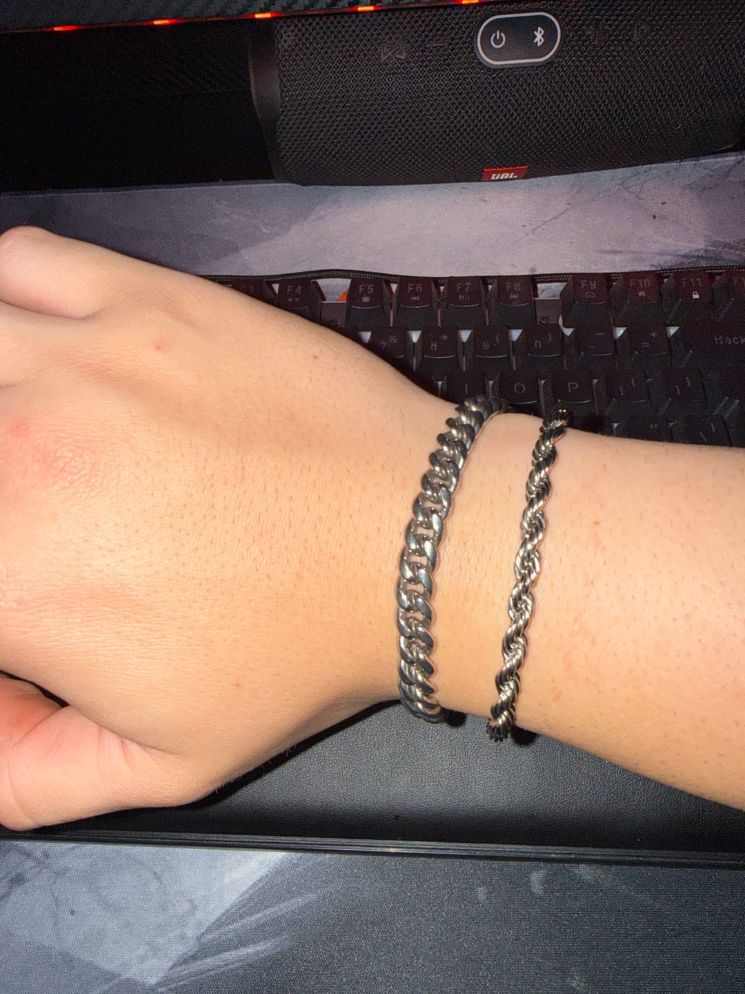 Customer photo review of Cuban 8mm + Rope 5mm Bracelet Stack - Silver RG321+RG323