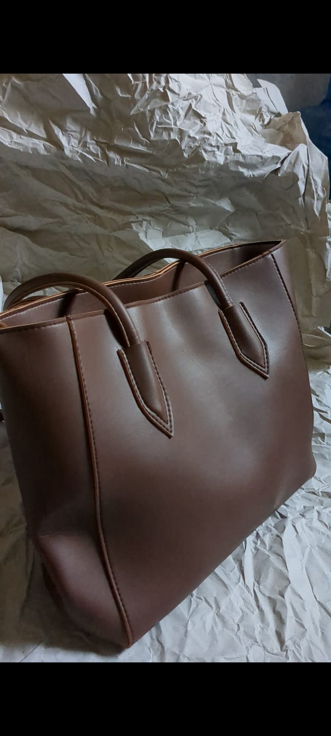 Customer photo review of Carla Shoulder Tote Brown  (Zip Closure)
