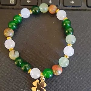 Customer photo review of FuAttract Growth Harmony & Positive Energy Green Aventurine Moonstone Unakite Chrysocolla Forest Style Bracelet