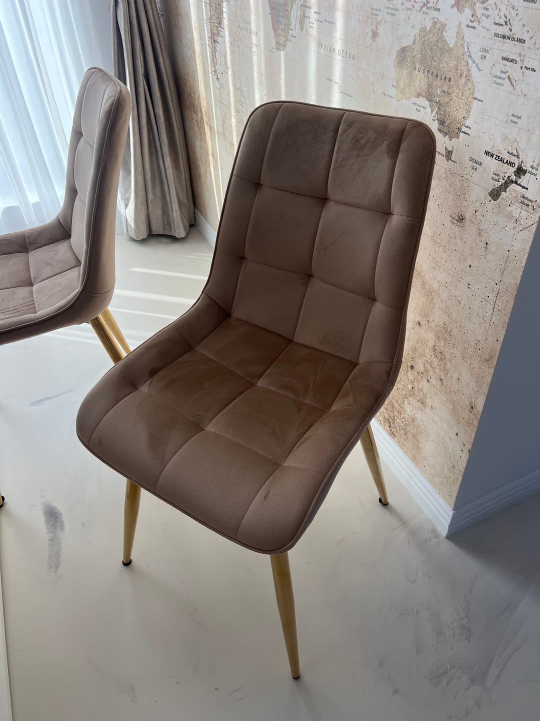Customer photo review of Scaun tapitat stofa CHIC, bej/auriu, 50x58x88 cm