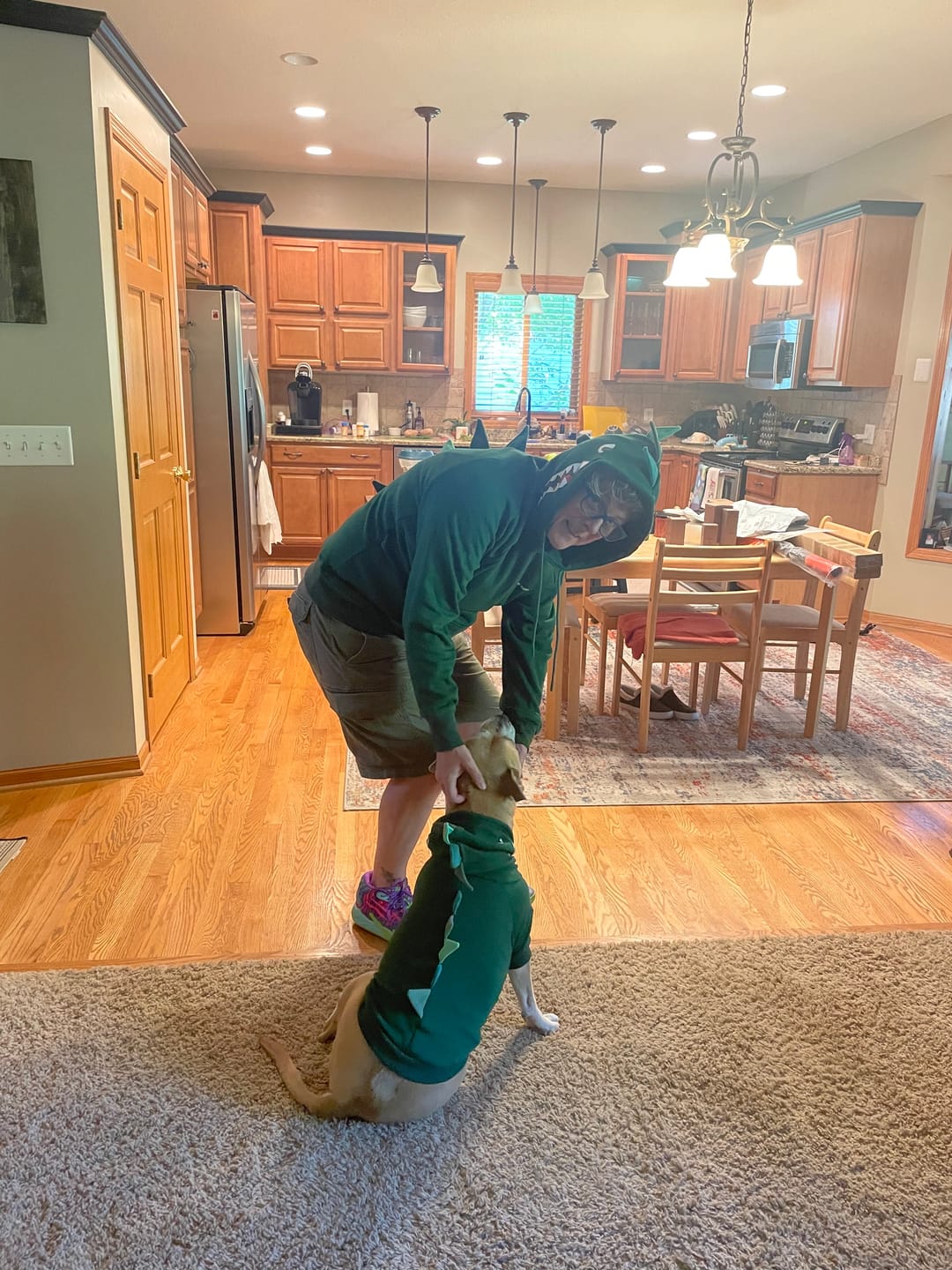 Customer photo review of Halloween Dog Hoodie - Dinosaur