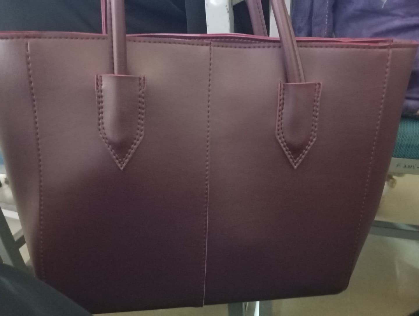 Customer photo review of Carla Shoulder Tote Maroon  (Zip Closure)
