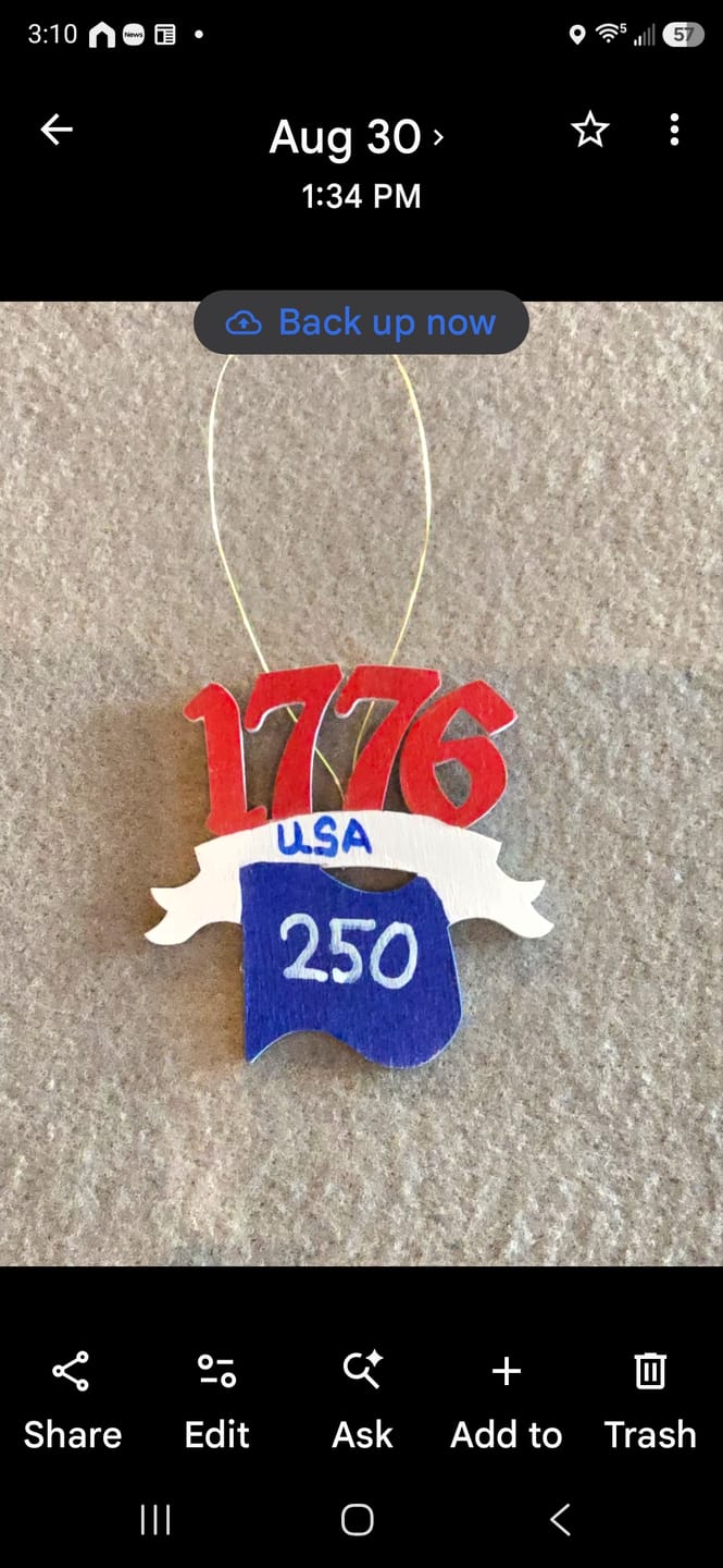 Customer photo review of Unfinished Wood 1776 and Flag Shape - Craft - up to 46" DIY