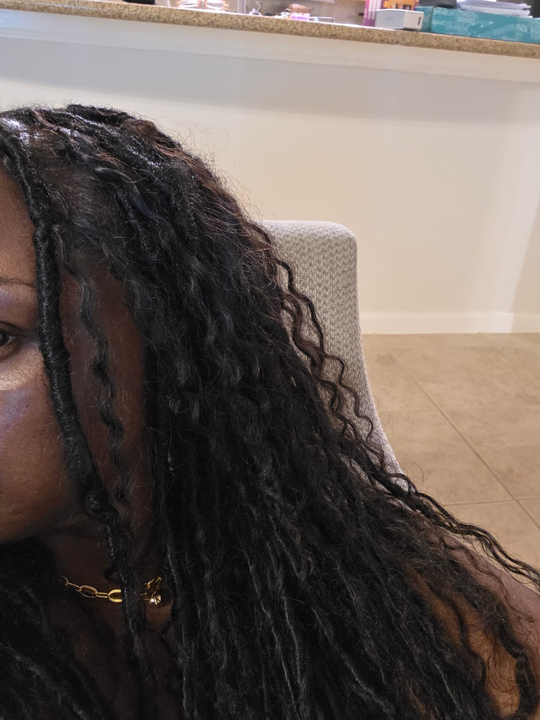 Customer photo review of Pre-looped Crochet Boho Locs with Human Hair Curls