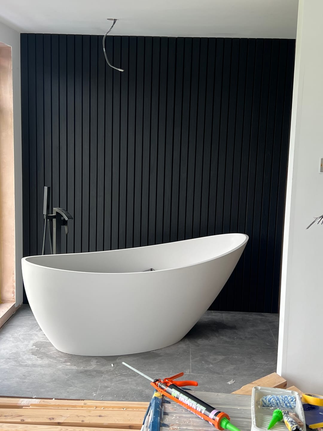Customer photo review of SlatWall Acoustic Black Slatted Wall Panel