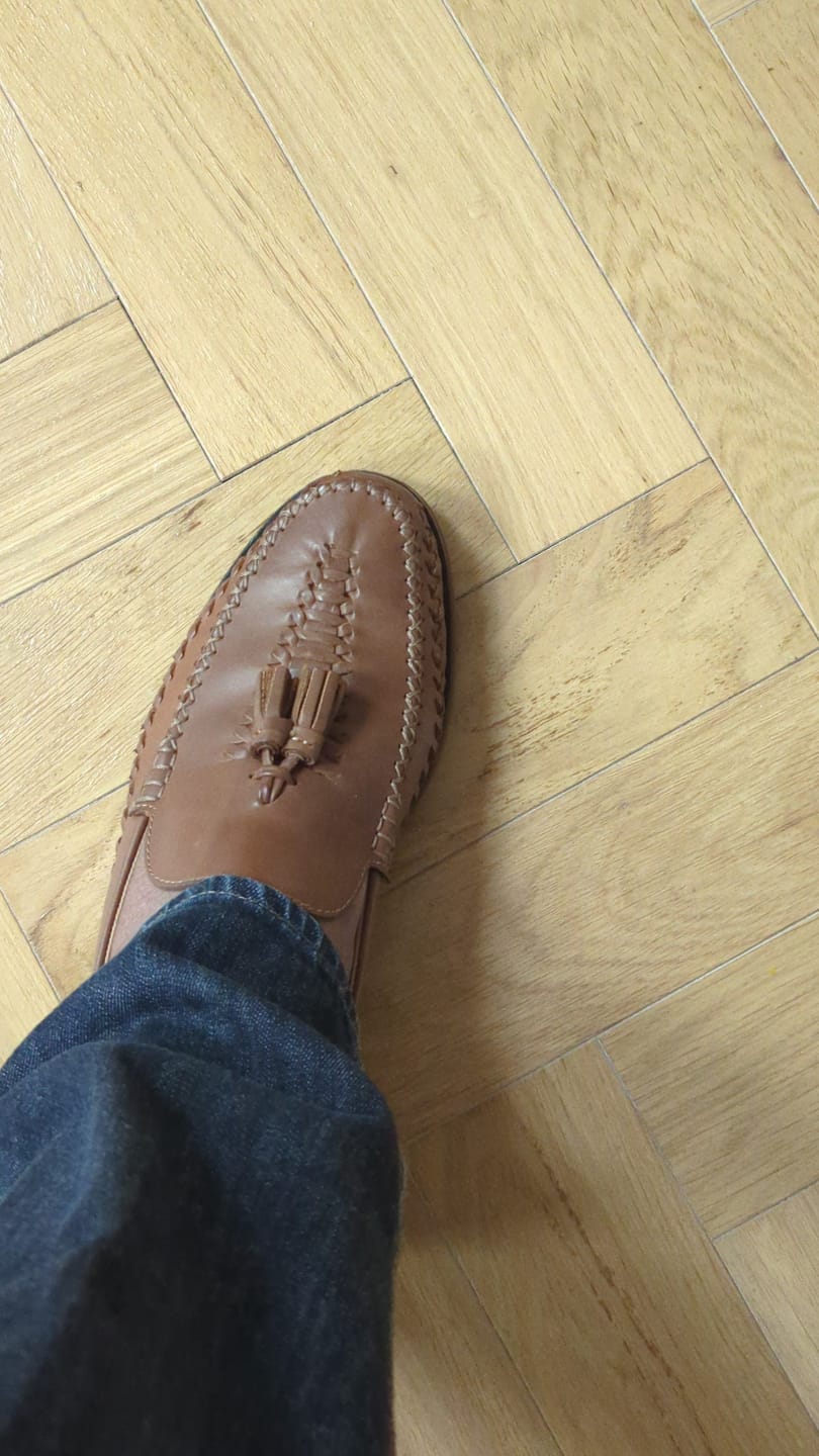 Customer photo review of Bracken Leather Weave Loafer Tan