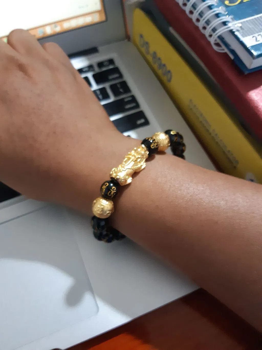 Customer photo review of FREE Today: Protection Prosperity & Strength Black Onyx Om Mani Mantra Pixiu Lucky Bracelet