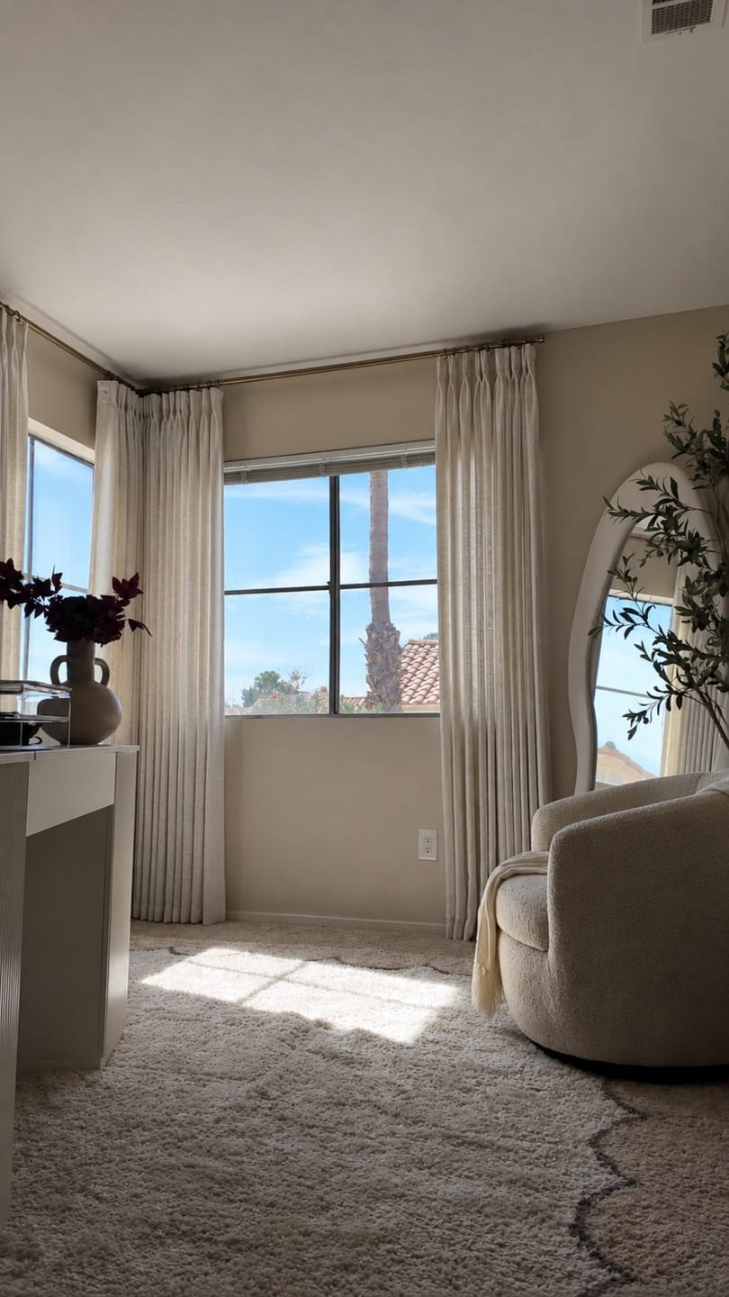 Customer photo review of Lucy Neutral Linen Pinch Pleat Curtains