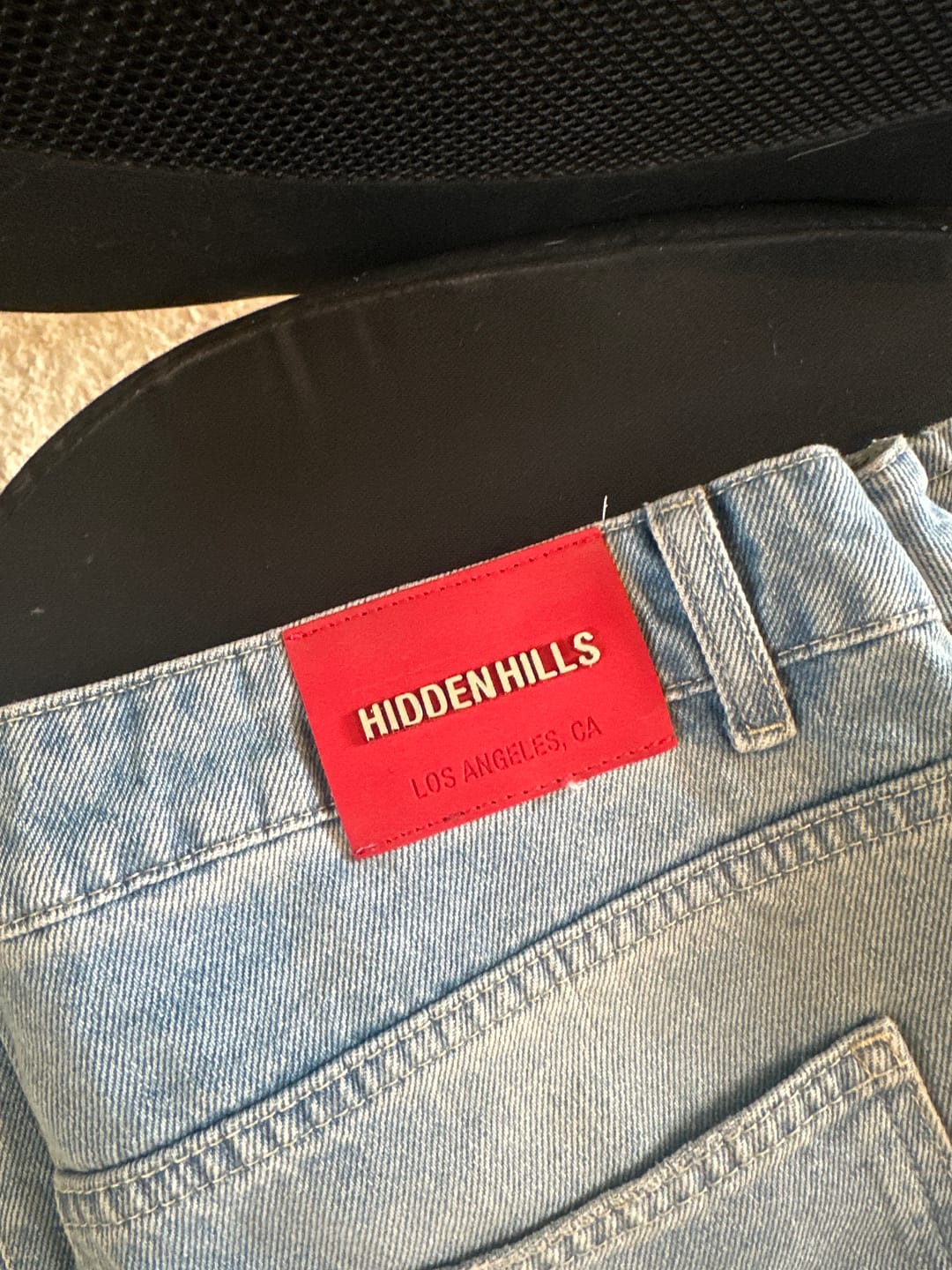 Customer photo review of RED EMBROIDERED LOGO JEANS