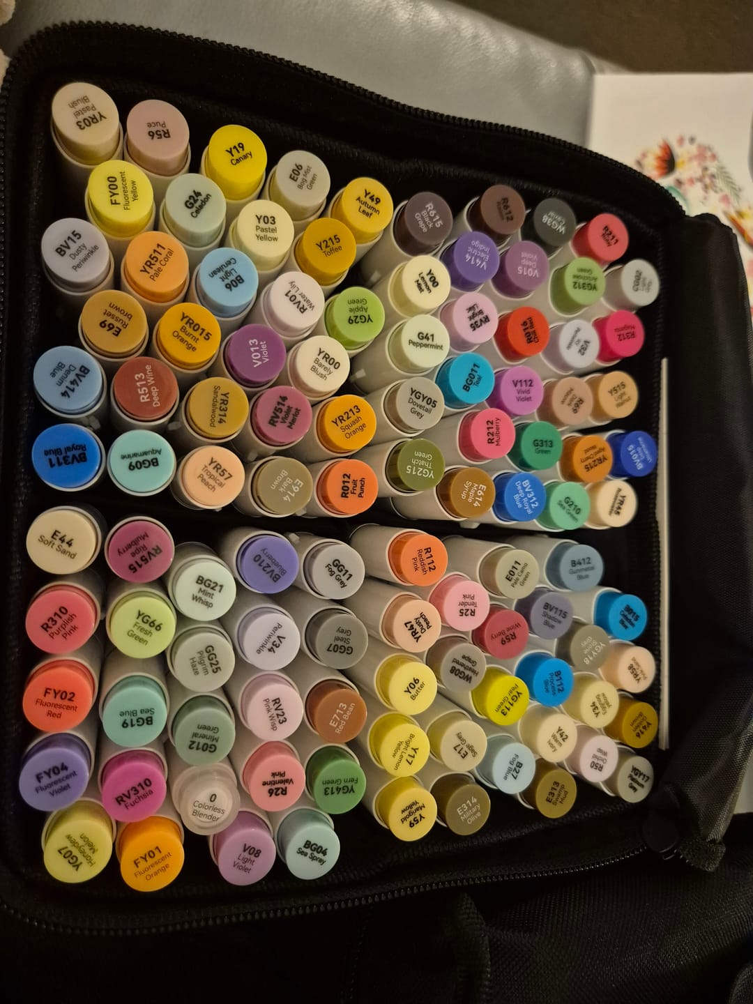 Customer photo review of Ohuhu Honolulu 104 Colors Dual Tips Alcohol Art Markers (New Color Codes)