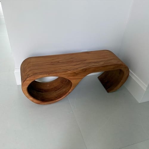 Customer photo review of Unique Solid Wood Coffee Table with Artistic Design and Natural Finish