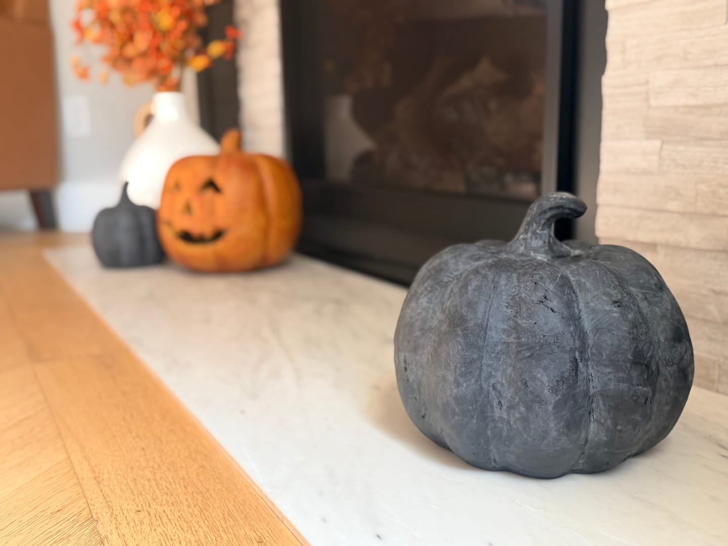 Customer photo review of Wide Black Terracotta Pumpkin | 9"H