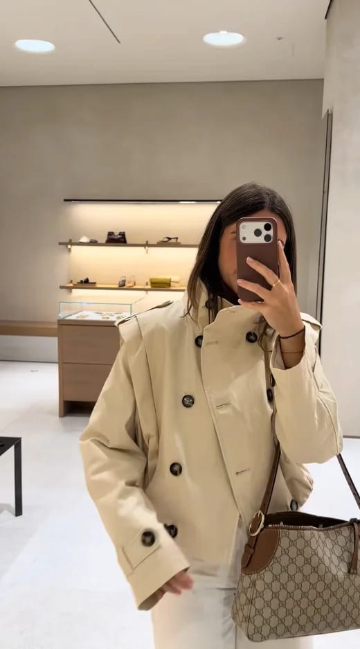 Customer photo review of Jane Pleated High Collar Trench Coat