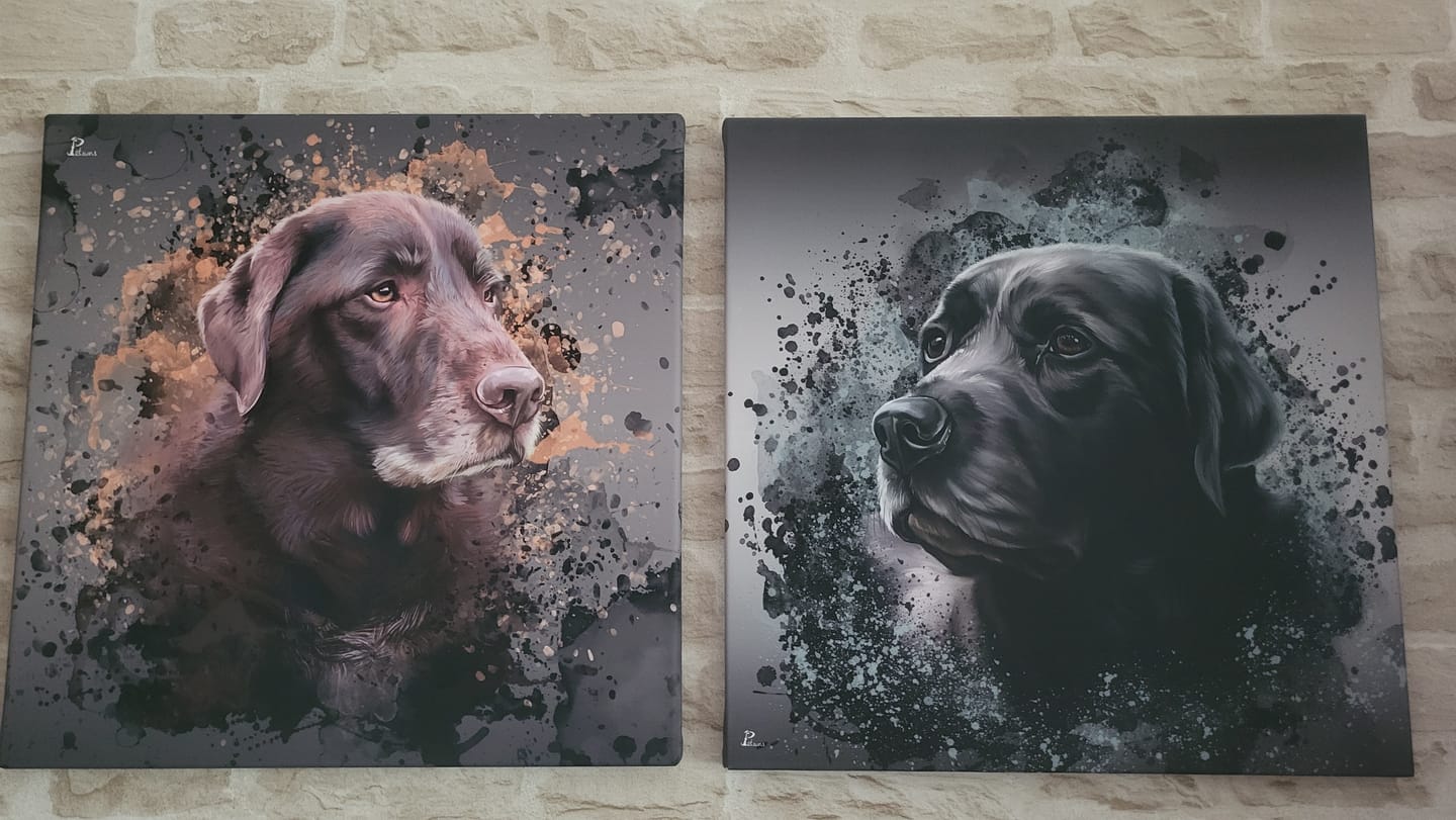 Customer photo review of Handgemaltes Haustierportrait auf Premium Leinwand im Ink Stil