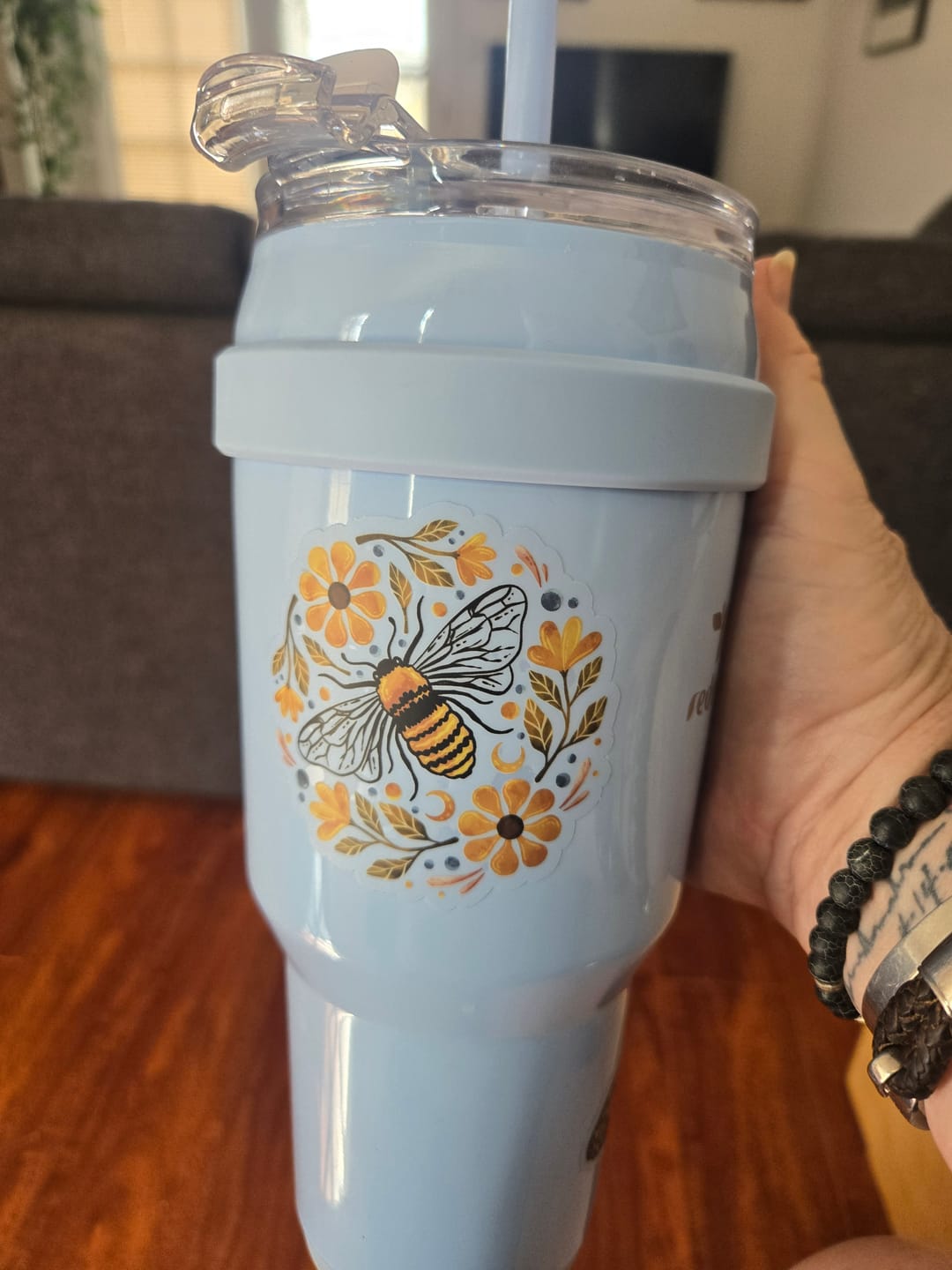 Customer photo review of Flowers And Bee Clear Sticker
