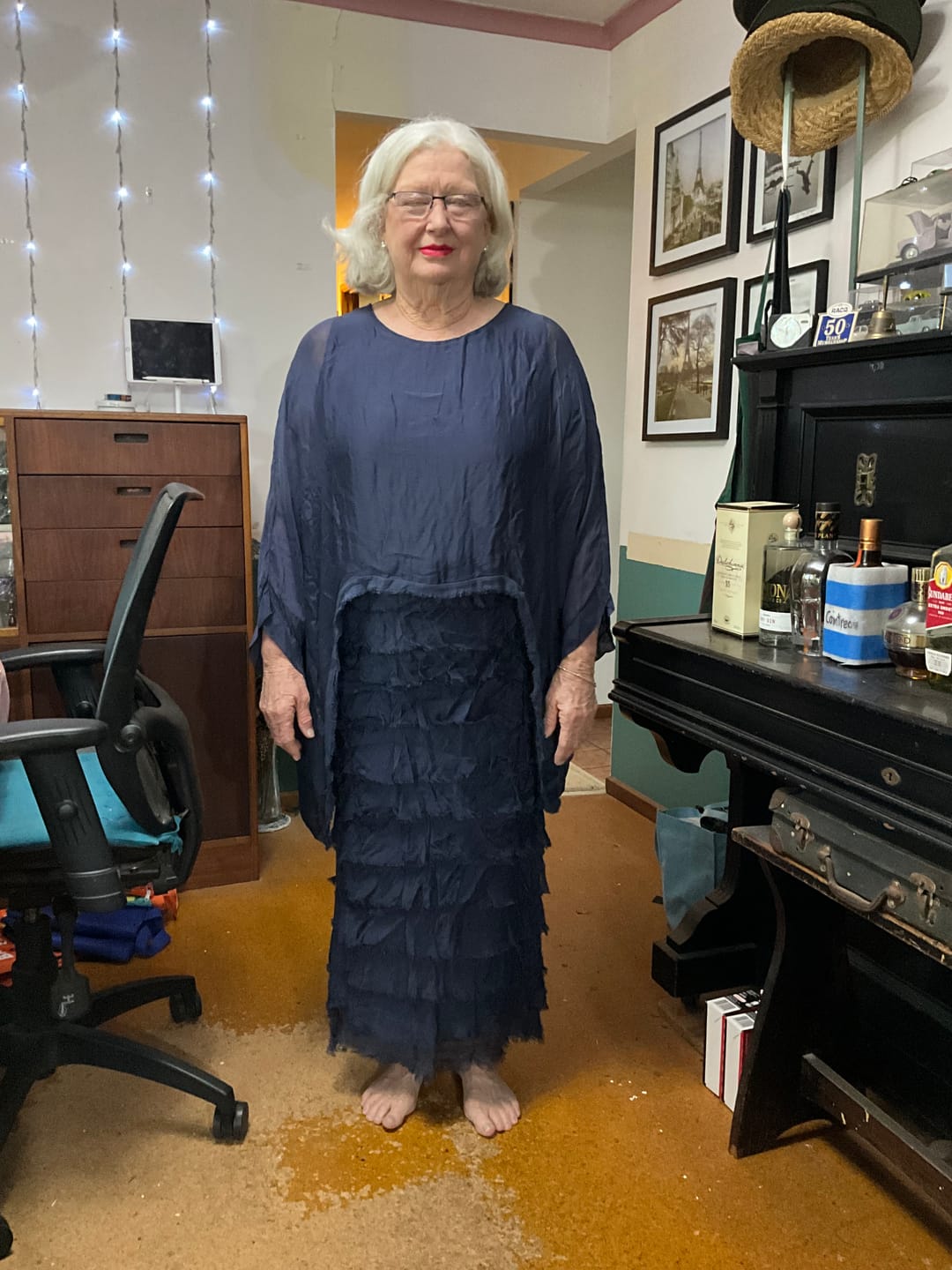 Customer photo review of Ella Silk Layers Dress
