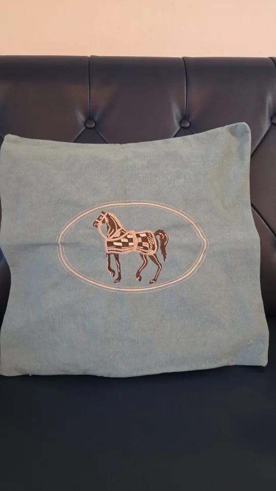 Customer photo review of Hand-Embroidered Horse Cushion Cover for Sofa and Home, 45x45cm