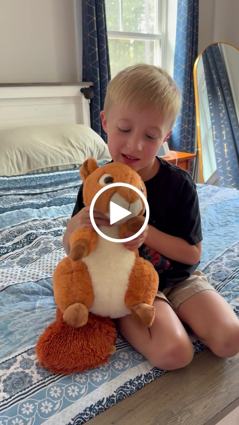 Customer video review of Squirrel Stuffed Animal, 16" Plushie, Make your Own Stuffie, Soft and Cuddly, DIY Kit
