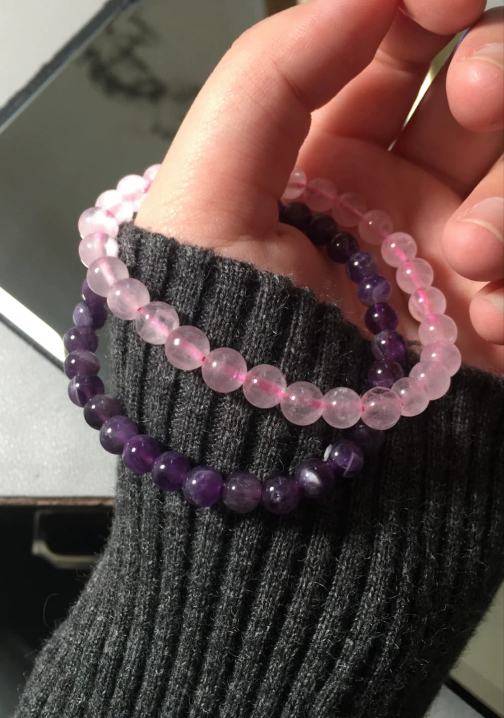 Customer photo review of FuAttract Harmony Balance & Positive Vibes Natural Multi Material Stone Unisex Versatile Bracelet