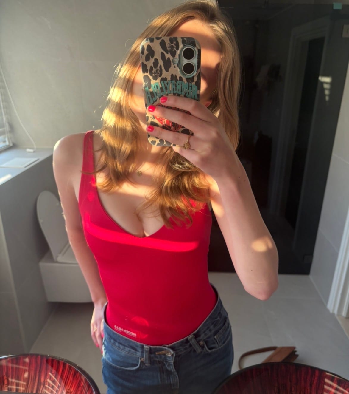 Customer photo review of LABEL BODYSUIT RASPBERRY RED