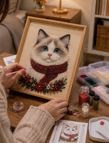Customer photo review of Custom Pearl Art - For Family - AI Christmas Canvas Kit