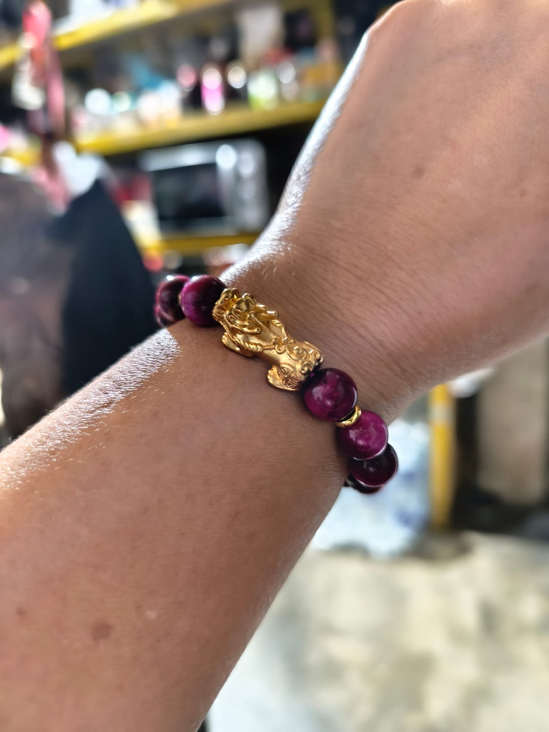 Customer photo review of Magenta Tigers Eye w/ 24k PiYao for Money Love-Courage-Money Catcher