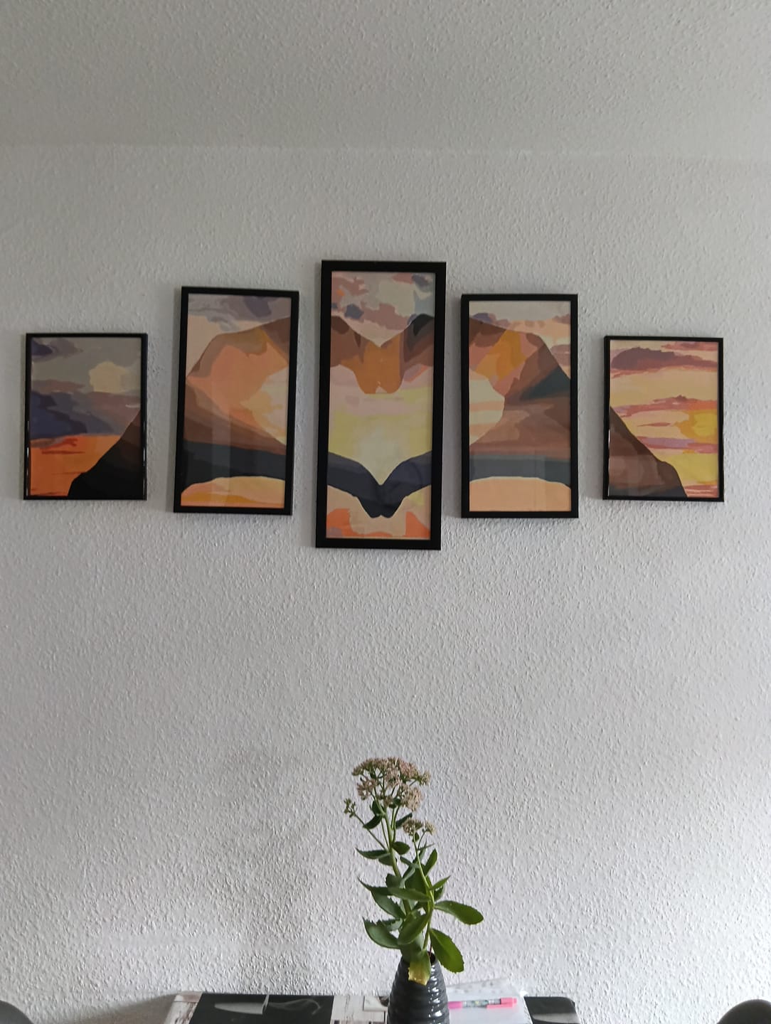 Customer photo review of Malen nach Zahlen 5 teilig - Sonnenstrahlen Herz, Himmel