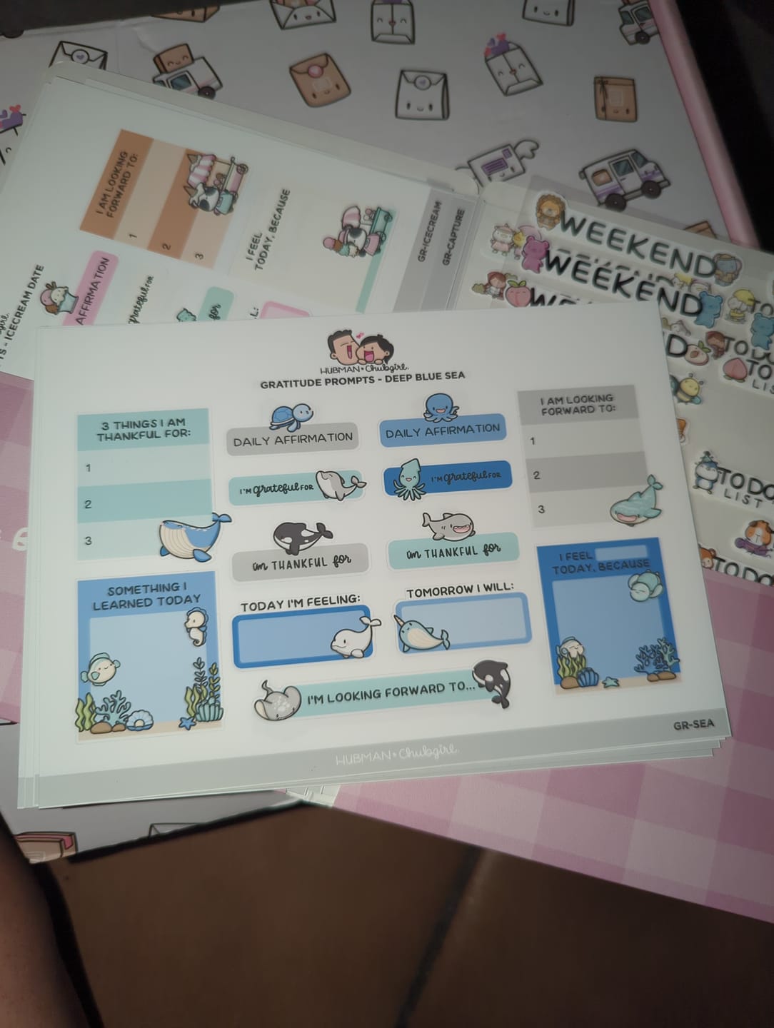 Customer photo review of Sticker Sheet - Gratitude Prompts Deep Blue Sea Theme