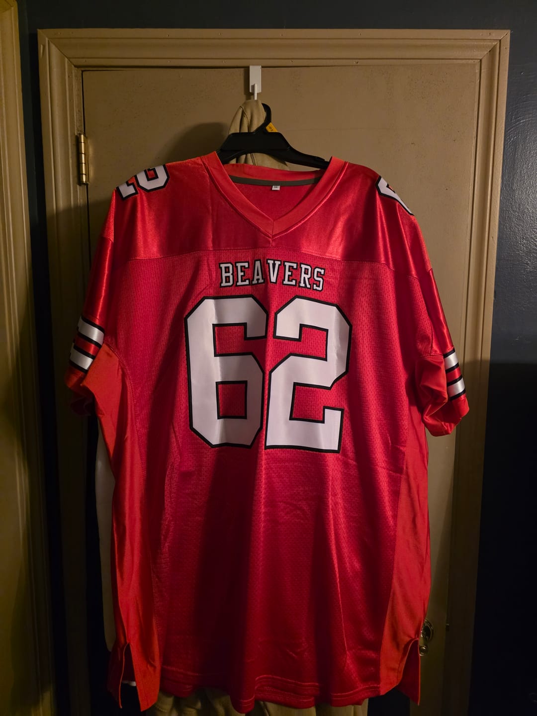 Customer photo review of Custom Red White-Black Classic Style Mesh Authentic Football Jersey