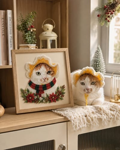 Customer photo review of Custom Pearl Art - For Family - AI Christmas Canvas Kit