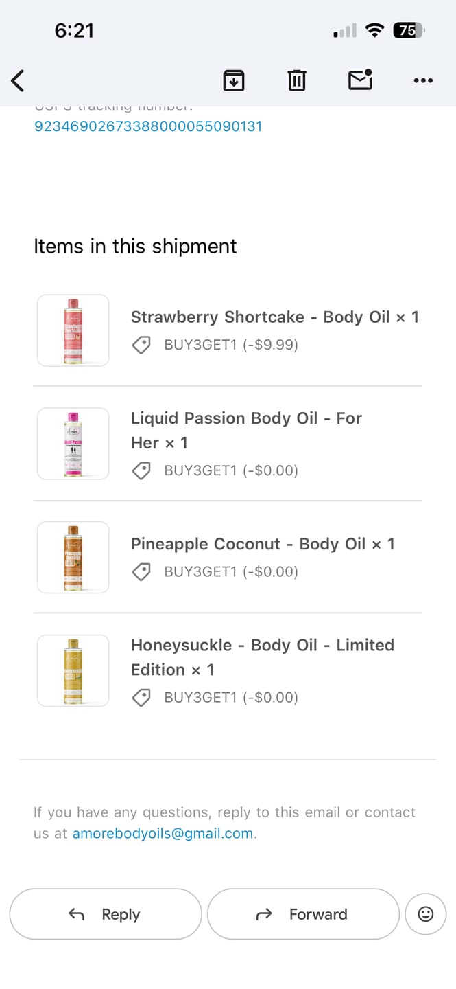 Customer photo review of Liquid Passion Body Oil - For Her
