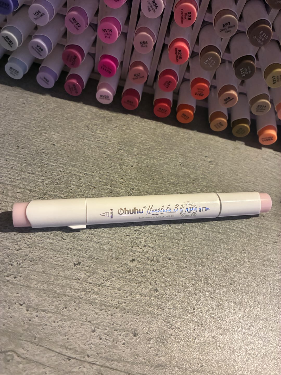Customer photo review of Ohuhu Honolulu B RV260 / R22 Individual Marker, Brush & Fine