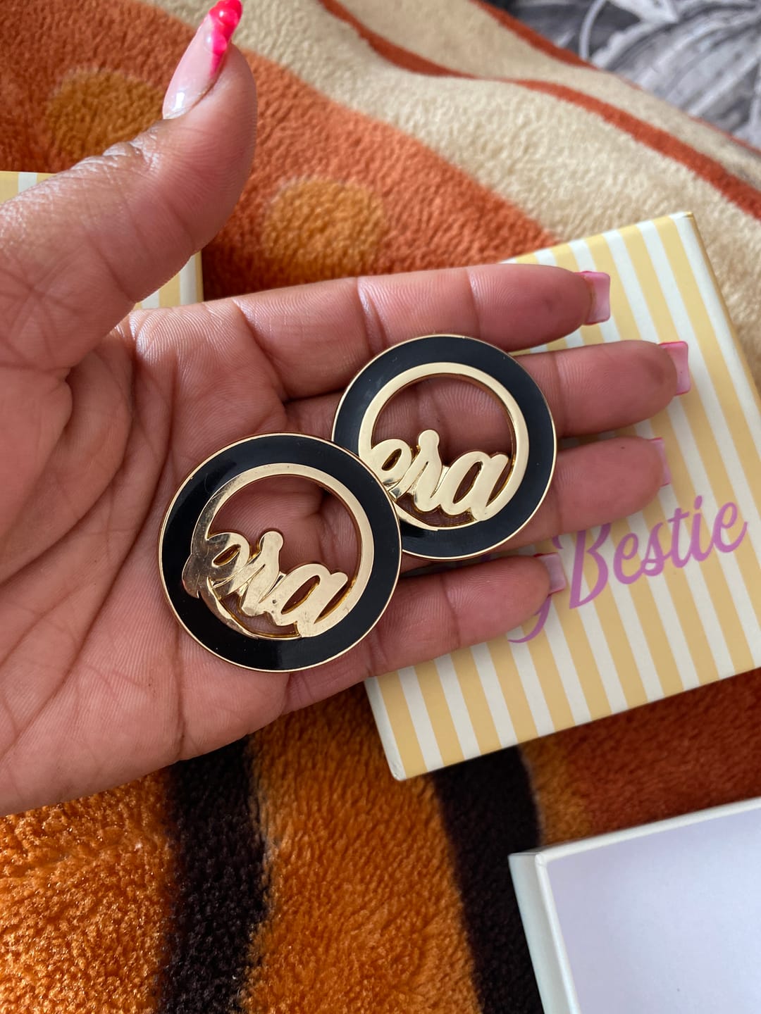 Customer photo review of Gold Diva Earrings
