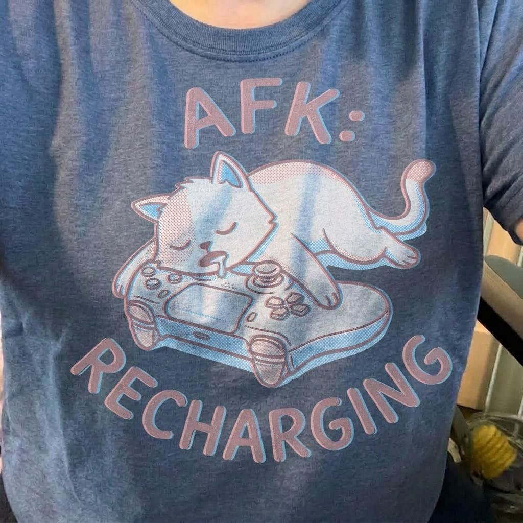 Customer photo review of AFK Catnap Mode T-Shirt