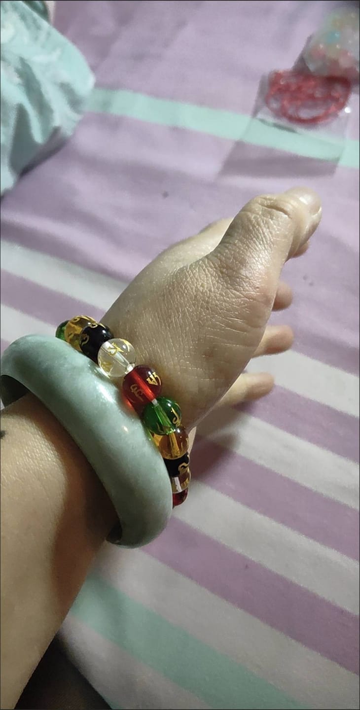 Customer photo review of FREE Today: Protection Fortune & Prosperity Pixiu Om Mani Mantra Colorful Glaze Lucky Bracelet