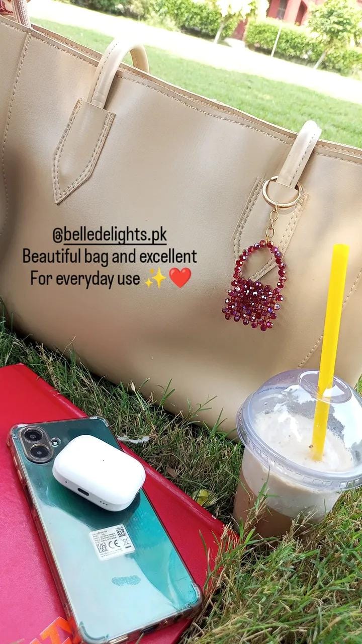 Customer photo review of Carla Shoulder Tote Beige  (Zip Closure)