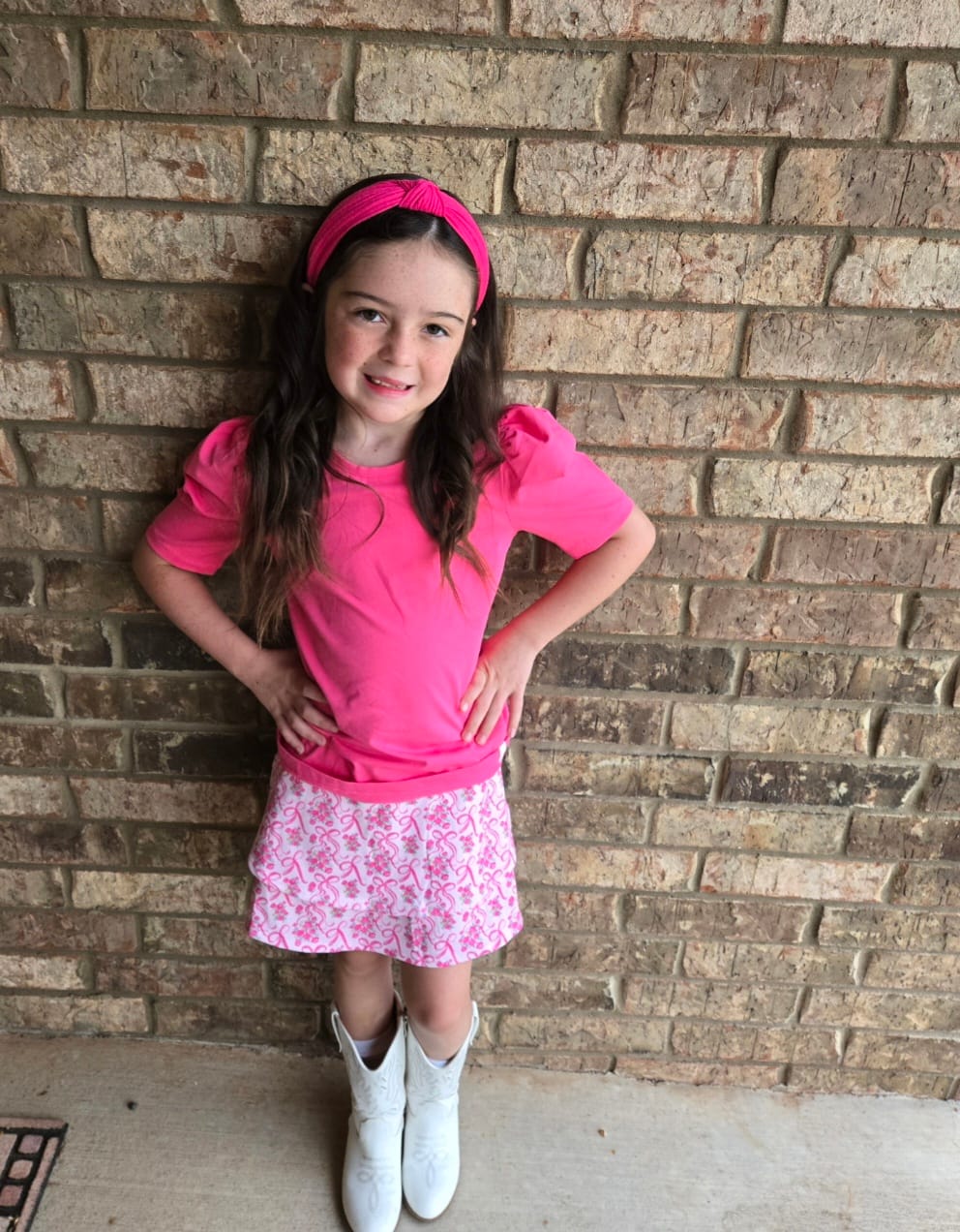 Customer photo review of Poppy Skort ~ Bow Blossom (runs small, size up)