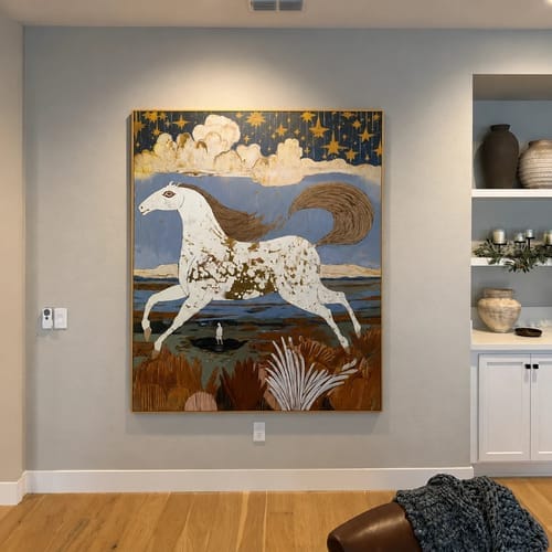 Customer photo review of Modern Folk Art ｜ White Horse Beneath the Stars