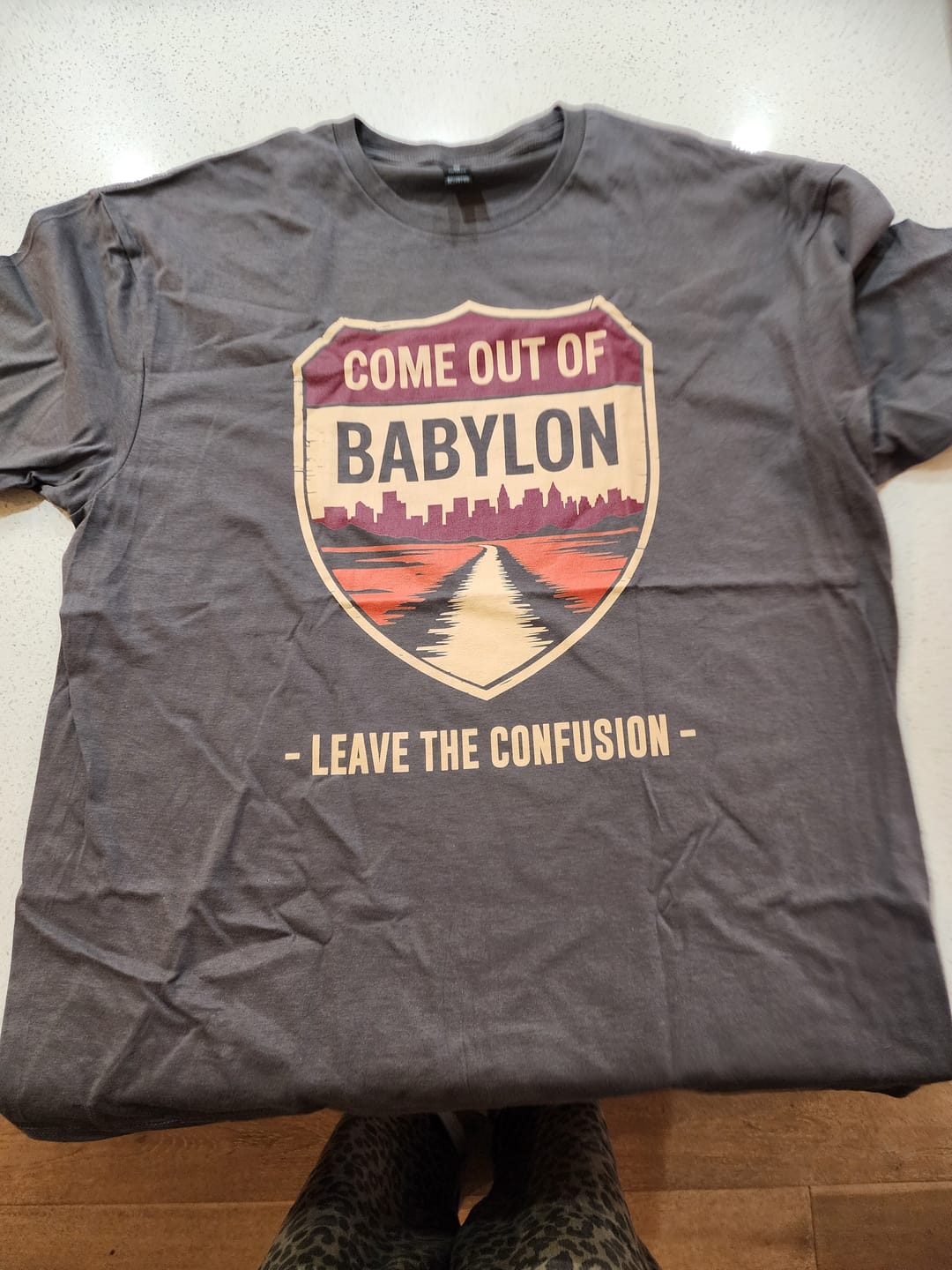 Customer photo review of Come Out Of Babylon T-Shirt