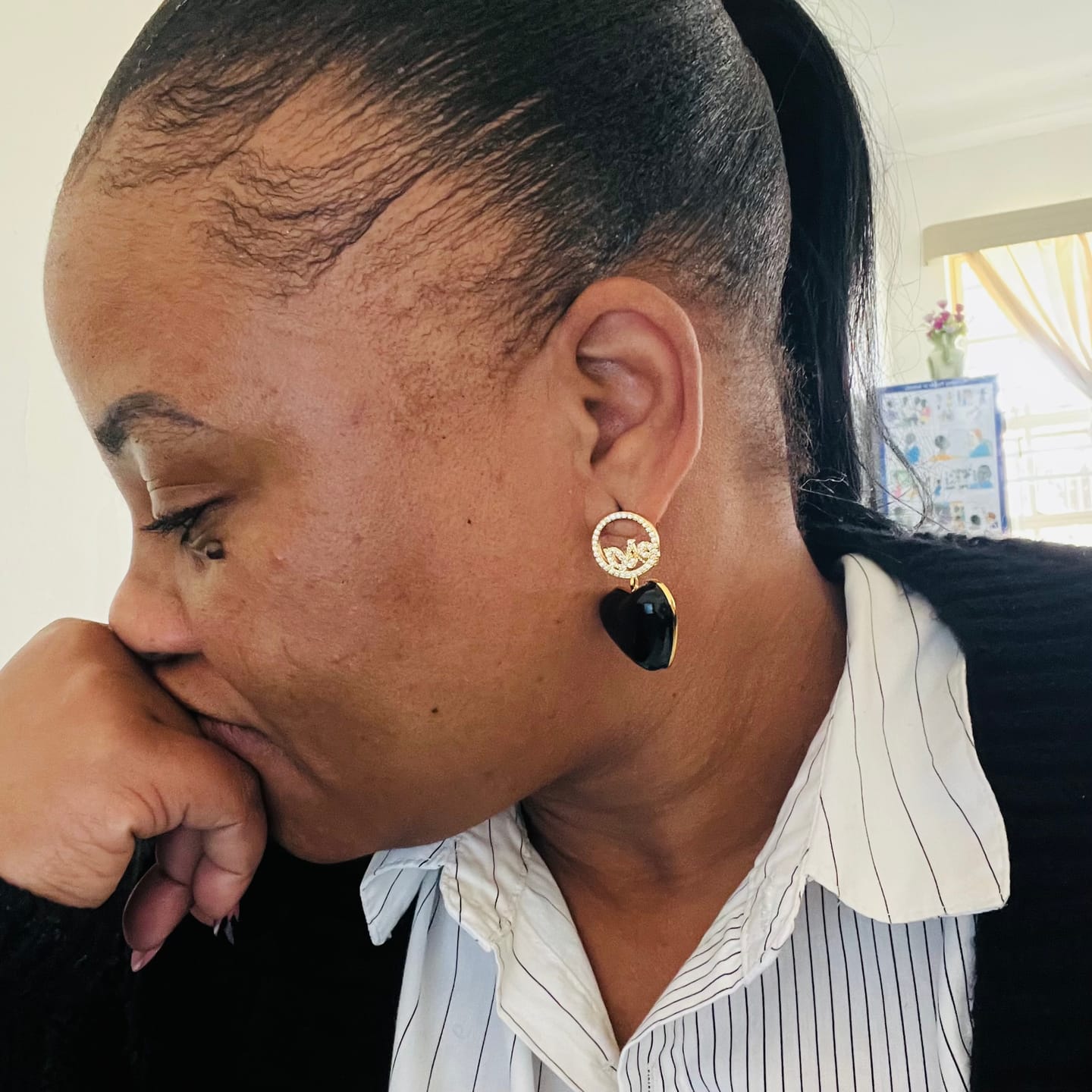 Customer photo review of Black Era Adore Gold Earrings