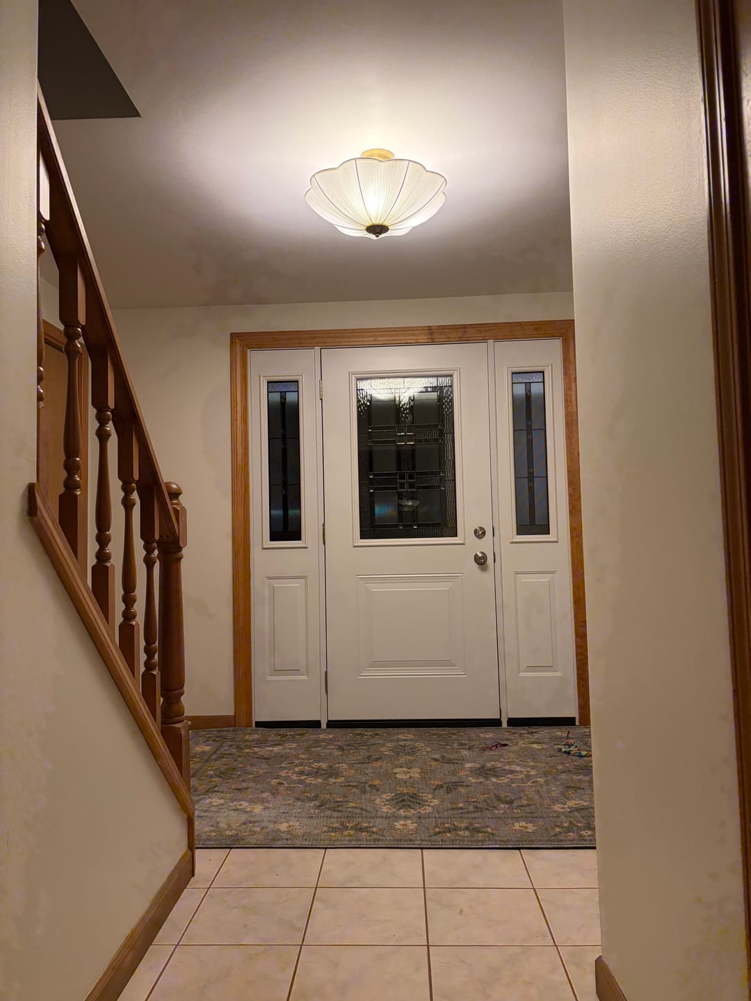 Customer photo review of Boho Pleated Flower White Fabric Semi Flush Mount