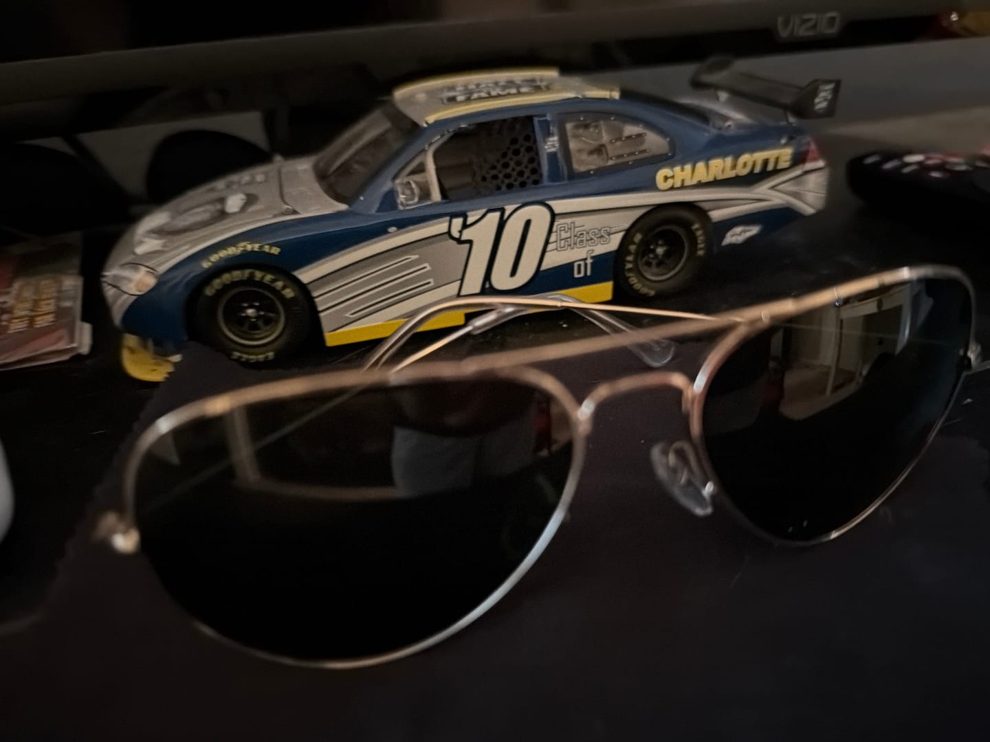 Customer photo review of 717 Gold Aviators Sunglasses