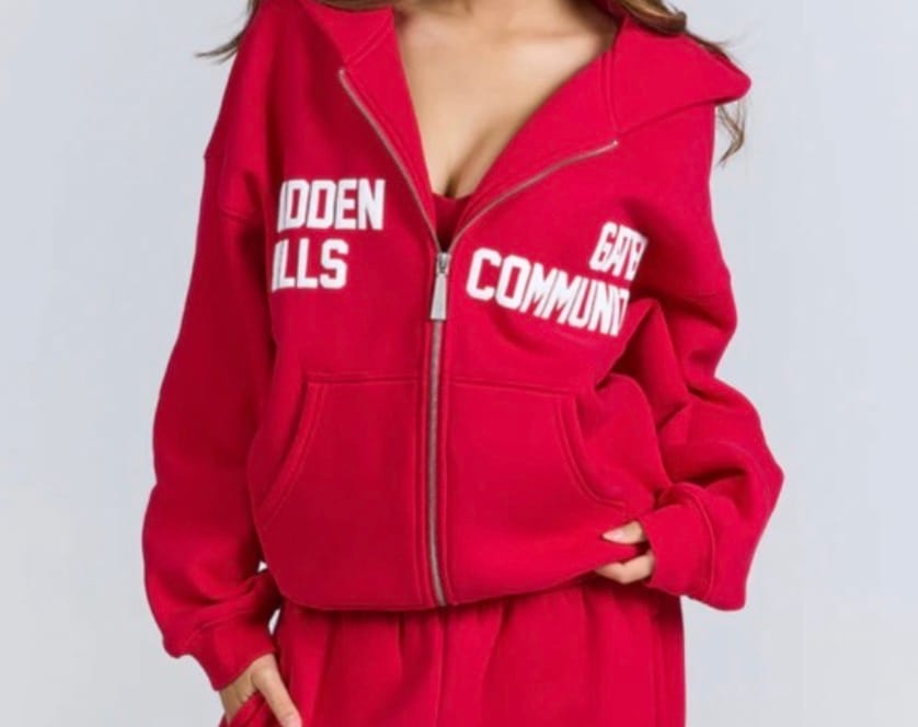 Customer photo review of GATED COMMUNITY ZIP HOODIE RASPBERRY RED