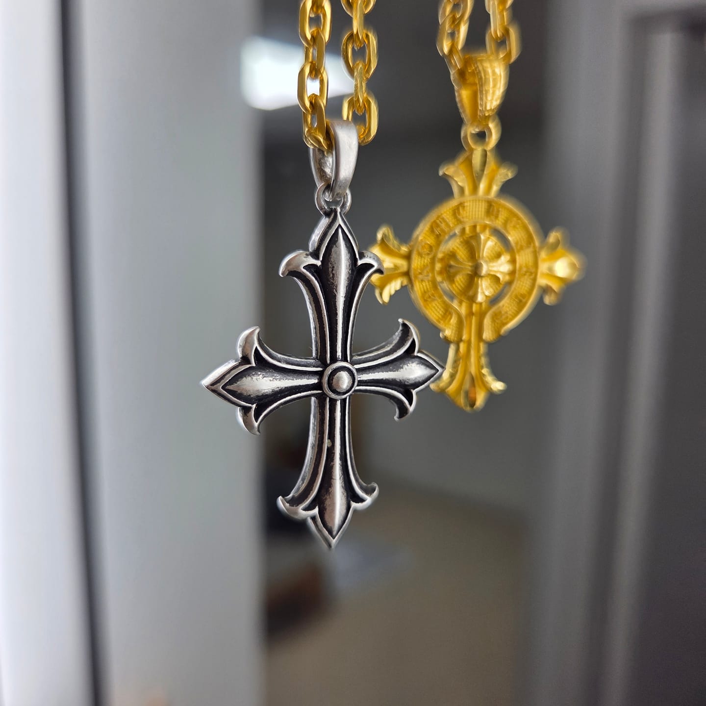 Customer photo review of The Gothic Cross Fob Charm | Solid 925 Silver