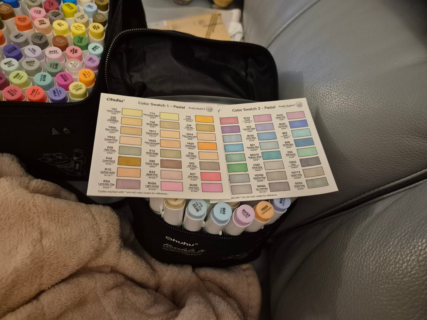 Customer photo review of Ohuhu Honolulu 48 Pastel Colors Dual Tips Alcohol Art Markers-Sweetness (New Color Codes)