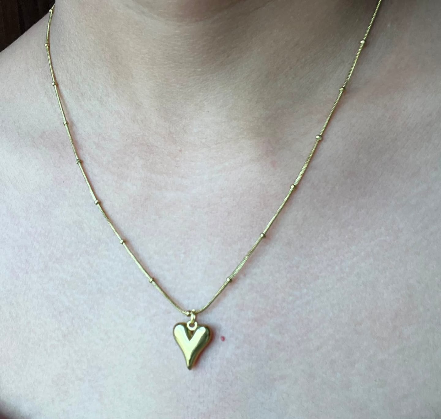 Customer photo review of Gold Plated Heart Themed Jewellery set with Chain, Earrings and Bracelet