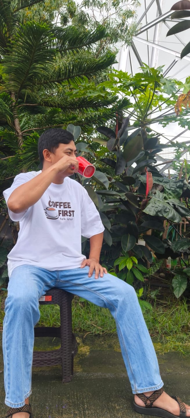 Customer photo review of Coffee First, Talk Later Oversized Tee - 100% Premium Cotton